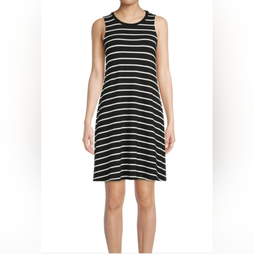 BOGO Time and Tru Black and White Striped Dress with Pockets- XXL